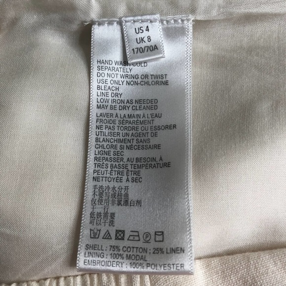 Anthropologie White Wide Leg Pants with Orange and Blue Accents - Picture 10 of 11